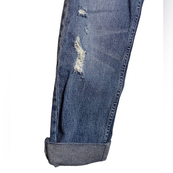 We The Free Free People Medium Blue Wash Cropped Folded Hem Distressed Jeans 25 - Picture 5 of 16